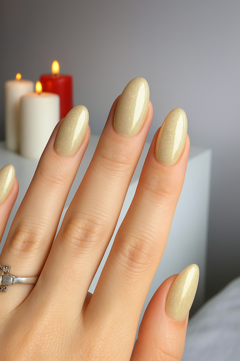 Golden Nude Nails