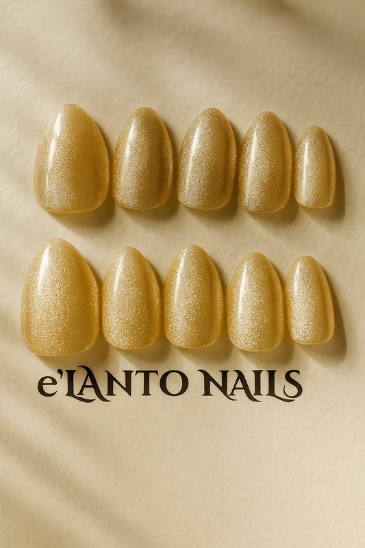 Nude Glitter Almond Nails
