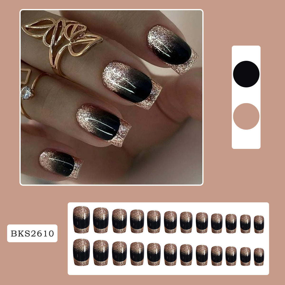 Black gold cat eye nails featuring a rich black base with shimmering gold accents, creating a luxurious and striking design.