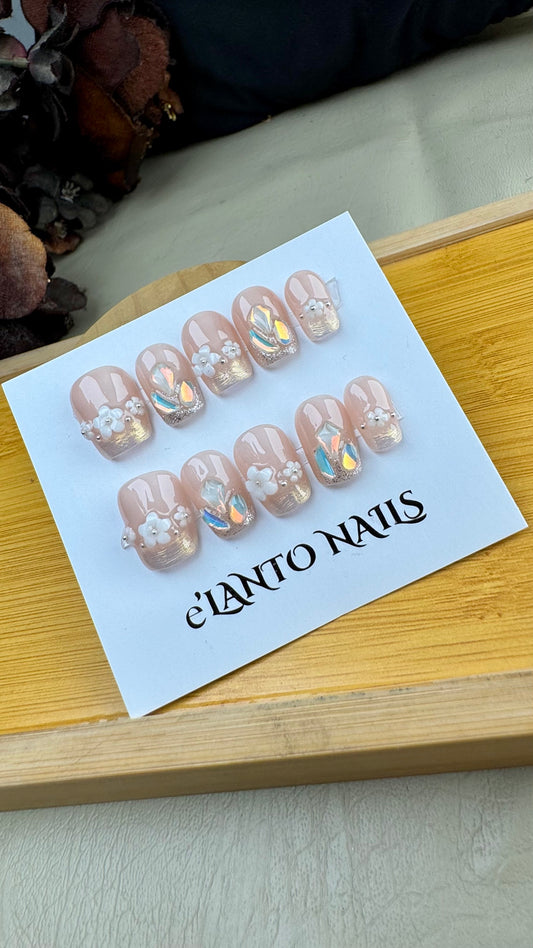 blossom glow party nails