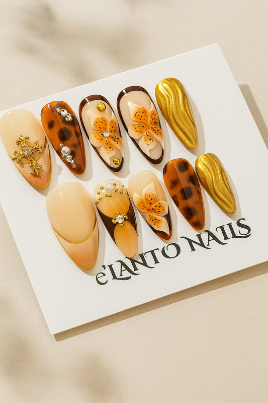 golden safari bloom nails