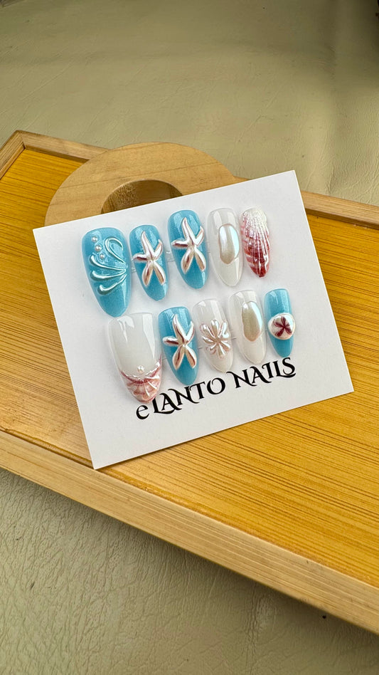 seashellsparkel nails